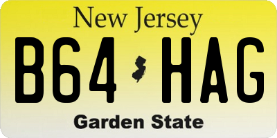 NJ license plate B64HAG