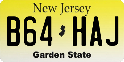 NJ license plate B64HAJ