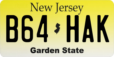 NJ license plate B64HAK