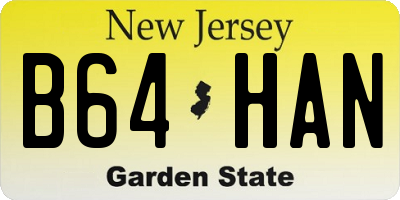 NJ license plate B64HAN