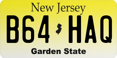 NJ license plate B64HAQ