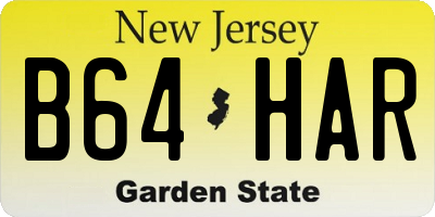 NJ license plate B64HAR
