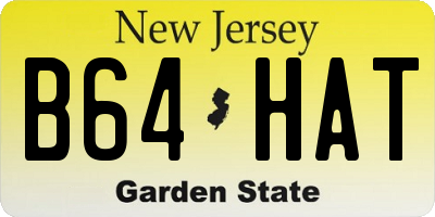 NJ license plate B64HAT