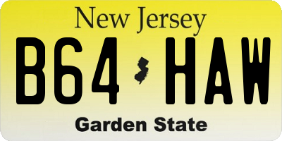 NJ license plate B64HAW