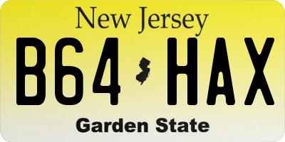 NJ license plate B64HAX