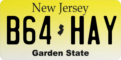 NJ license plate B64HAY