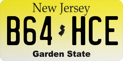 NJ license plate B64HCE