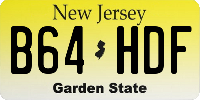 NJ license plate B64HDF