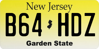 NJ license plate B64HDZ
