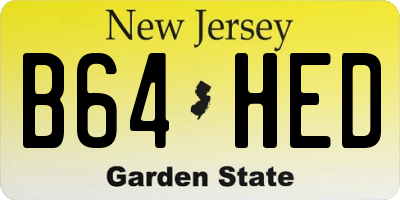NJ license plate B64HED