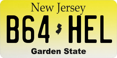 NJ license plate B64HEL