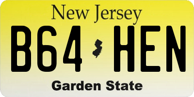 NJ license plate B64HEN