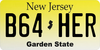 NJ license plate B64HER