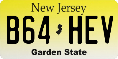 NJ license plate B64HEV
