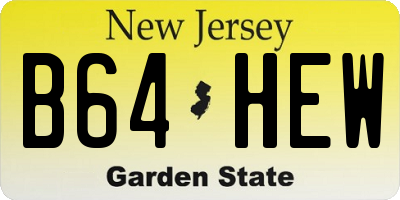 NJ license plate B64HEW