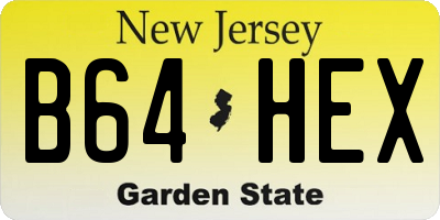 NJ license plate B64HEX