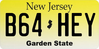 NJ license plate B64HEY