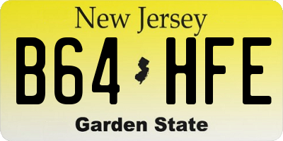 NJ license plate B64HFE