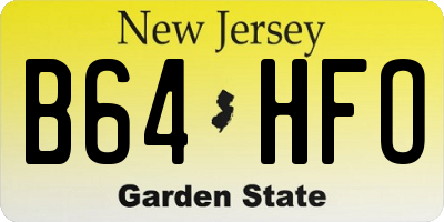 NJ license plate B64HFO
