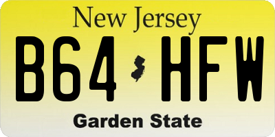 NJ license plate B64HFW