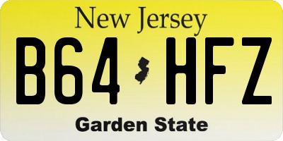 NJ license plate B64HFZ