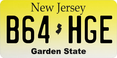 NJ license plate B64HGE