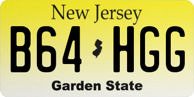 NJ license plate B64HGG