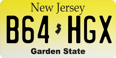 NJ license plate B64HGX