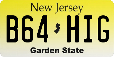 NJ license plate B64HIG