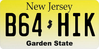 NJ license plate B64HIK