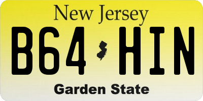 NJ license plate B64HIN