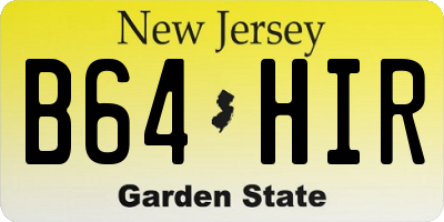NJ license plate B64HIR