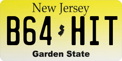 NJ license plate B64HIT