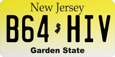 NJ license plate B64HIV