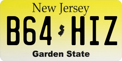 NJ license plate B64HIZ
