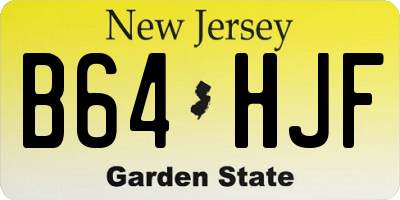 NJ license plate B64HJF