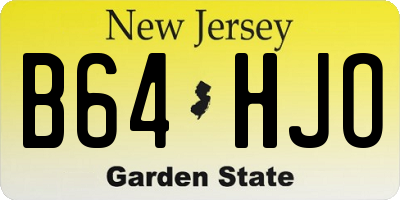 NJ license plate B64HJO