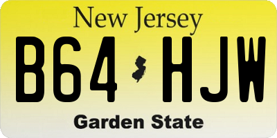 NJ license plate B64HJW
