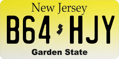NJ license plate B64HJY