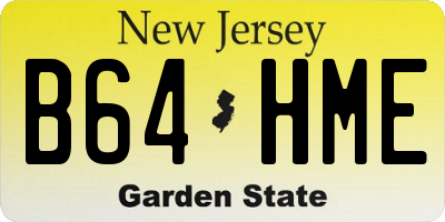 NJ license plate B64HME