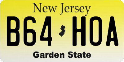 NJ license plate B64HOA