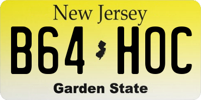 NJ license plate B64HOC