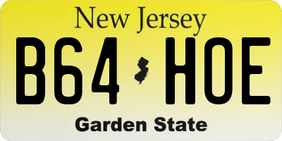 NJ license plate B64HOE