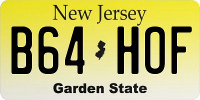 NJ license plate B64HOF