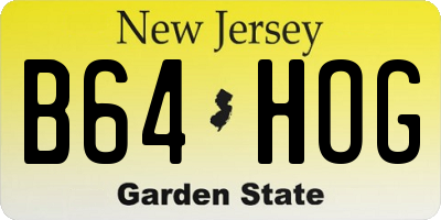 NJ license plate B64HOG