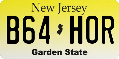 NJ license plate B64HOR