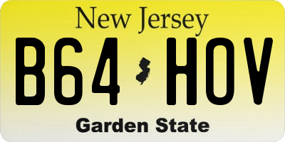 NJ license plate B64HOV