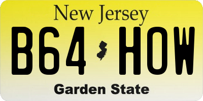 NJ license plate B64HOW