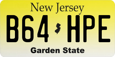 NJ license plate B64HPE