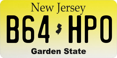 NJ license plate B64HPO